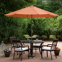 Orange Tilt Hand Crank Outdoor Umbrella