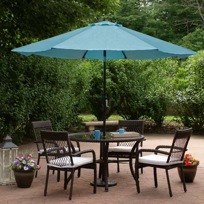Turquoise Tilt Hand Crank Outdoor Umbrella