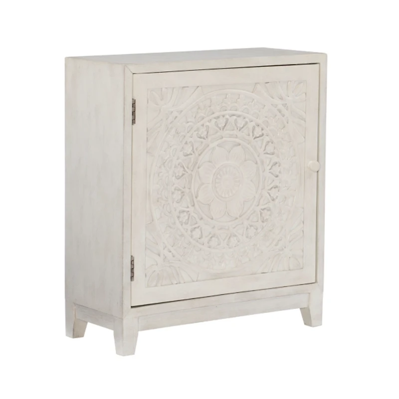 Smokey White Resin Medallion Door Cabinet