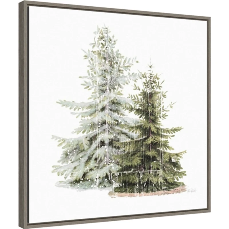 Winter Trees Gray Framed Canvas Art Print