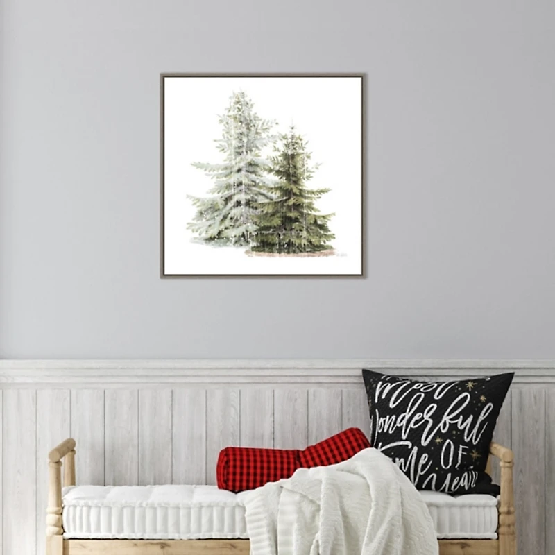 Winter Trees Gray Framed Canvas Art Print