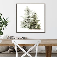 Winter Trees Gray Framed Canvas Art Print