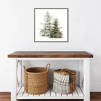 Winter Trees Gray Framed Canvas Art Print