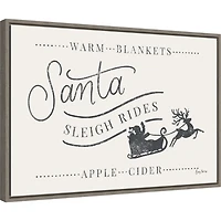 Santa Sleigh Rides Gray Framed Canvas Art Print