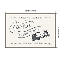 Santa Sleigh Rides Gray Framed Canvas Art Print