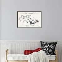 Santa Sleigh Rides Gray Framed Canvas Art Print