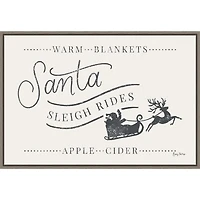 Santa Sleigh Rides Gray Framed Canvas Art Print