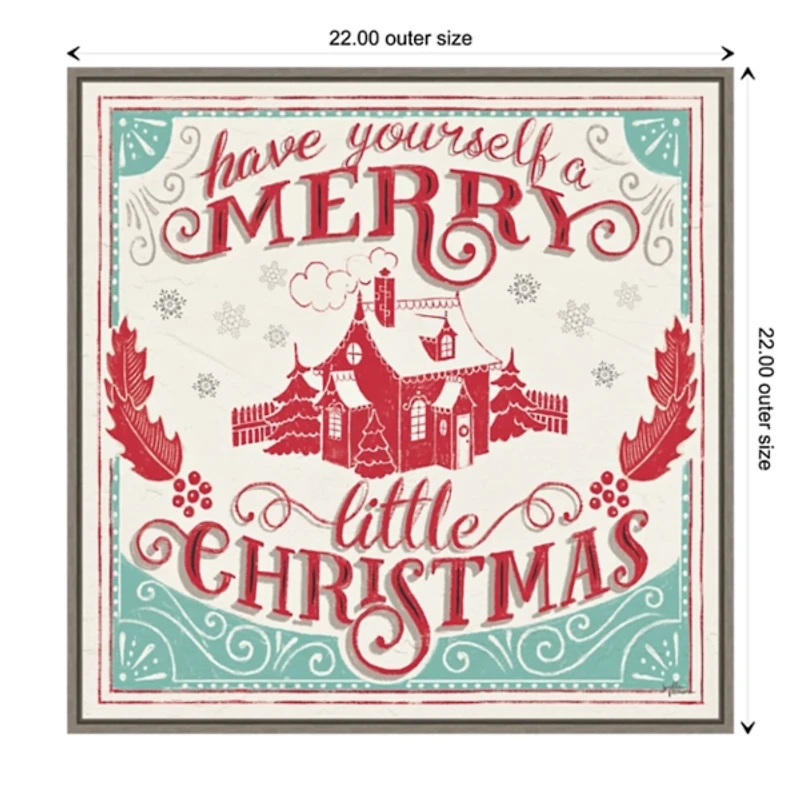 Framed Retro Merry Lil Christmas Canvas Art Print