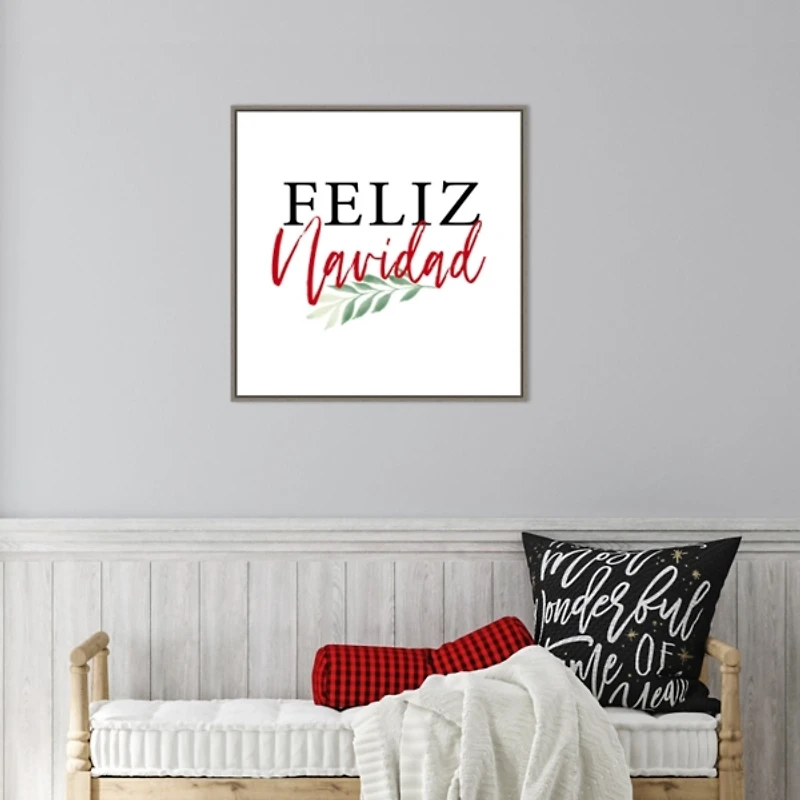 Framed Feliz Navidad Christmas Canvas Art Print
