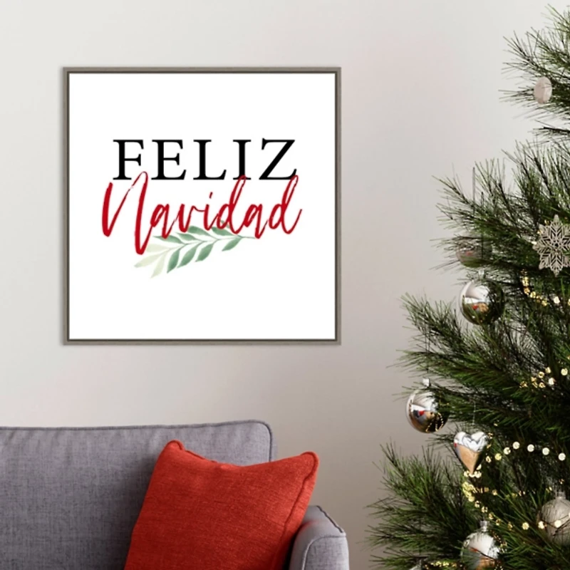 Framed Feliz Navidad Christmas Canvas Art Print