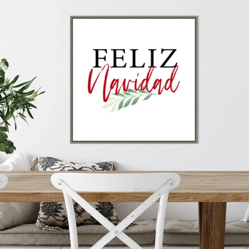 Framed Feliz Navidad Christmas Canvas Art Print