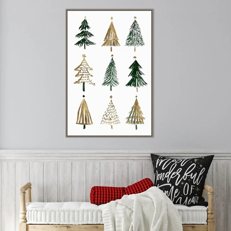 Framed Christmas Trees Canvas Art Print
