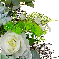 Blue and White Flower Blend Wreath