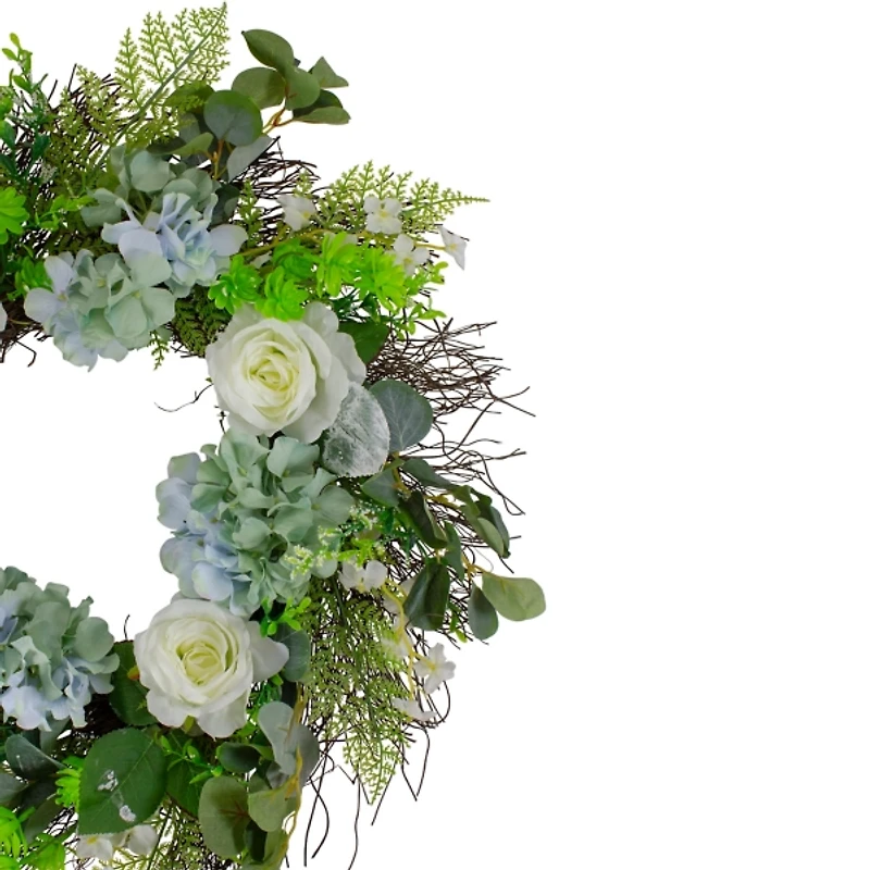 Blue and White Flower Blend Wreath