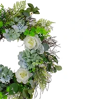 Blue and White Flower Blend Wreath