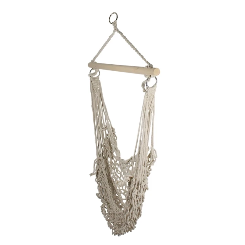 Sandy White Coastal Macrame Hanging Hammock