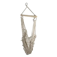 Sandy White Coastal Macrame Hanging Hammock