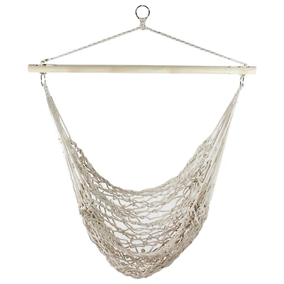 Sandy White Coastal Macrame Hanging Hammock