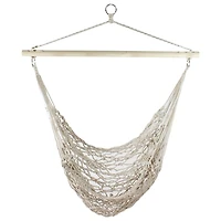 Sandy White Coastal Macrame Hanging Hammock