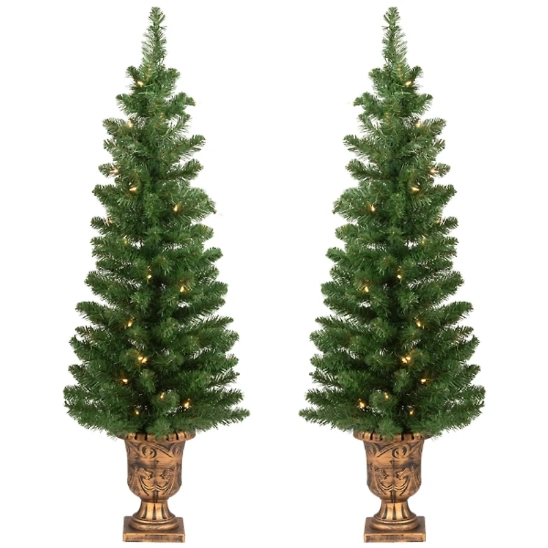 4 ft. Lit Whitmire Pine Christmas Trees, Set of 2