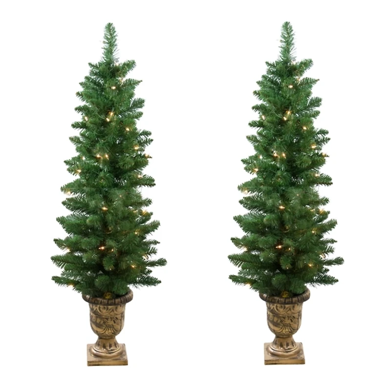 4 ft. Lit Whitmire Pine Christmas Trees, Set of 2