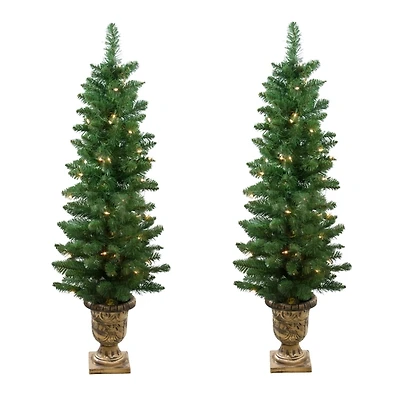 4 ft. Lit Whitmire Pine Christmas Trees, Set of 2