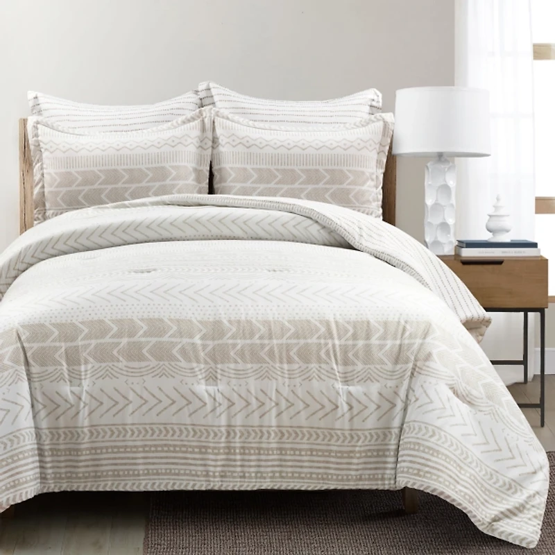 Taupe Geometric Full/Queen 5-pc. Comforter Set