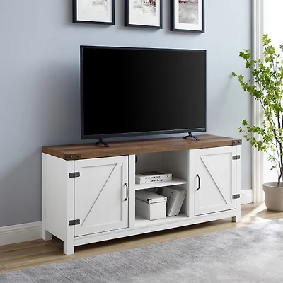 Oak Farmhouse Double Door TV Stand