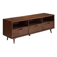 Walnut 3-Drawer Wood TV Stand
