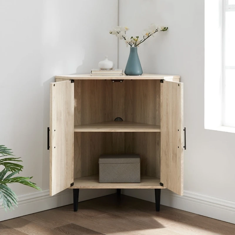 Birch Wood Finish Corner Cabinet