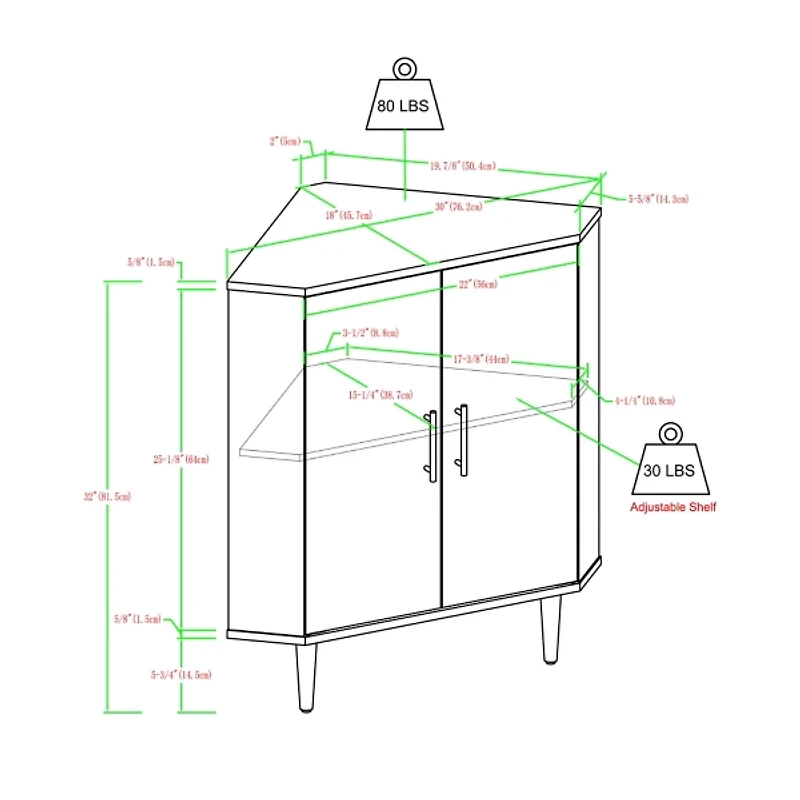 Birch Wood Finish Corner Cabinet