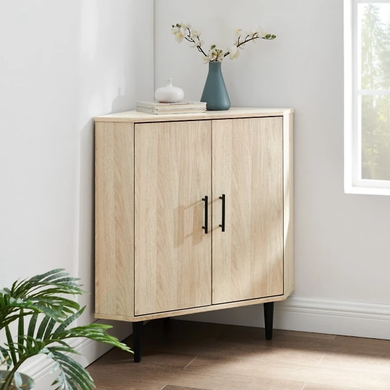 Birch Wood Finish Corner Cabinet