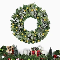 Christmas Eucalyptus Pine Mix Pre-Lit Wreath