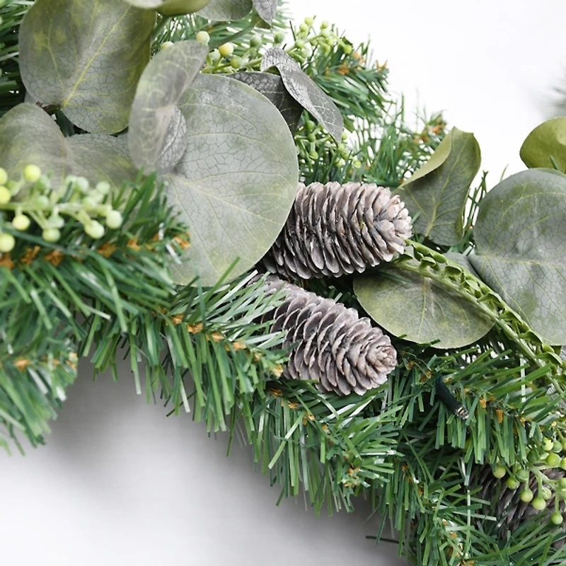 Christmas Eucalyptus Pine Mix Pre-Lit Wreath