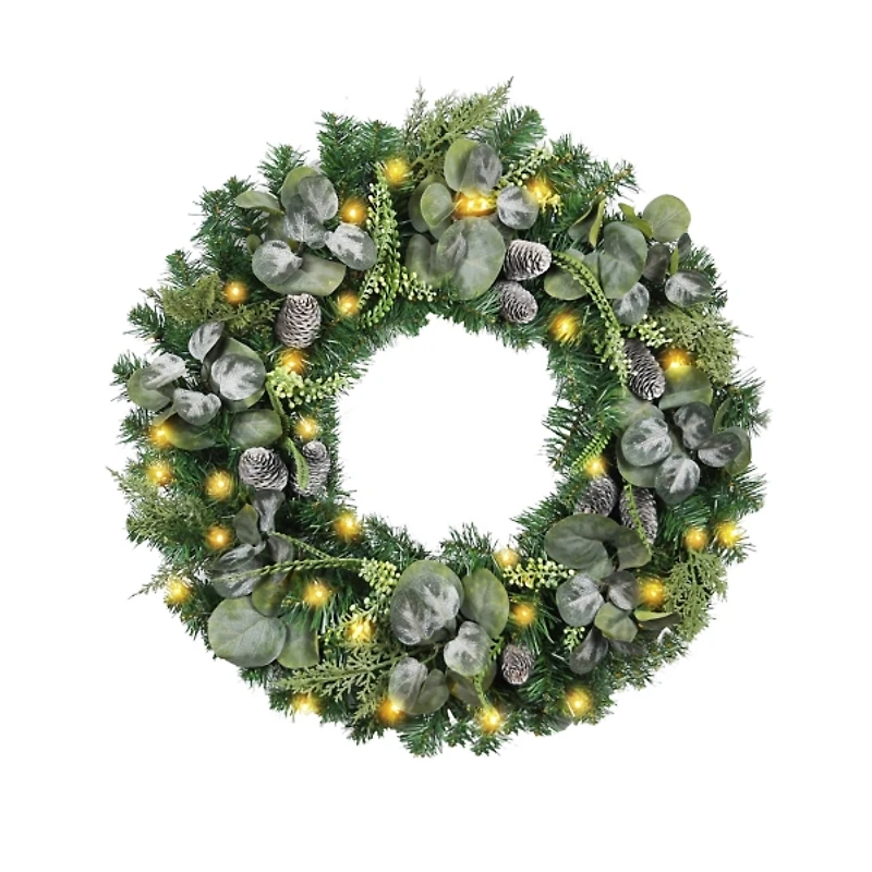 Christmas Eucalyptus Pine Mix Pre-Lit Wreath