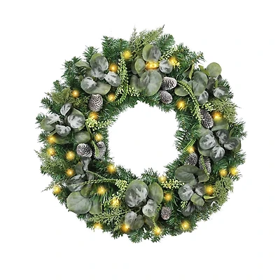Christmas Eucalyptus Pine Mix Pre-Lit Wreath