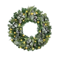 Christmas Eucalyptus Pine Mix Pre-Lit Wreath