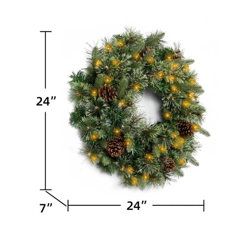 Holiday Pine Needle Cabin Pre-Lit Wreath