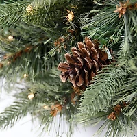 Holiday Pine Needle Cabin Pre-Lit Wreath