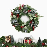 White Tip Pinecone and Eucalyptus Wreath