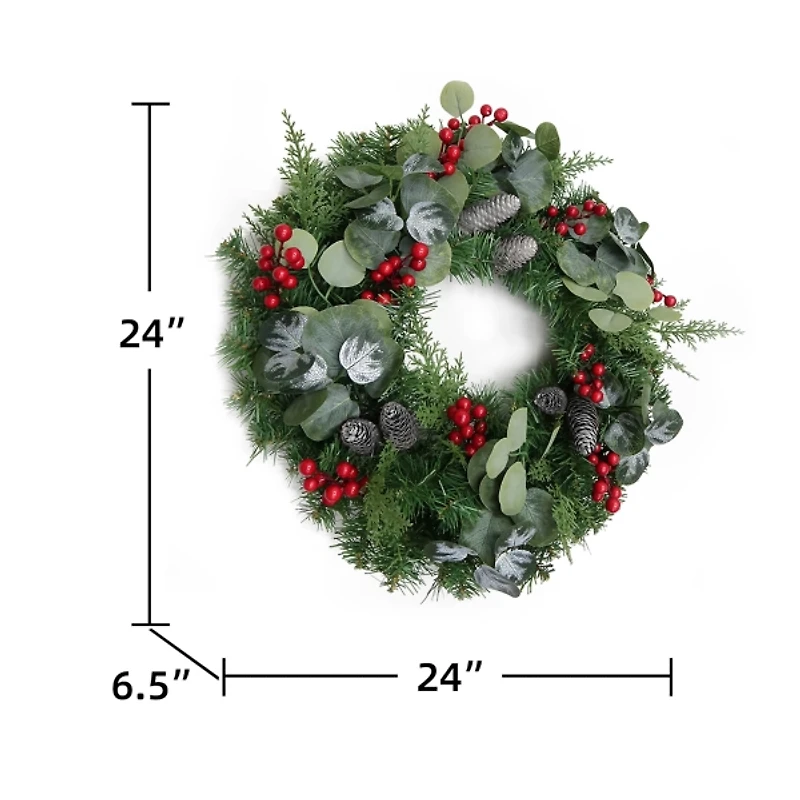 White Tip Pinecone and Eucalyptus Wreath