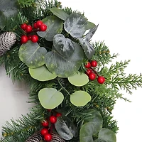White Tip Pinecone and Eucalyptus Wreath