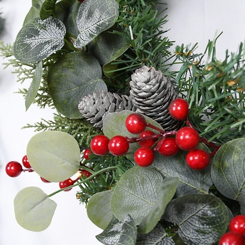 White Tip Pinecone and Eucalyptus Wreath