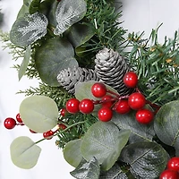 White Tip Pinecone and Eucalyptus Wreath