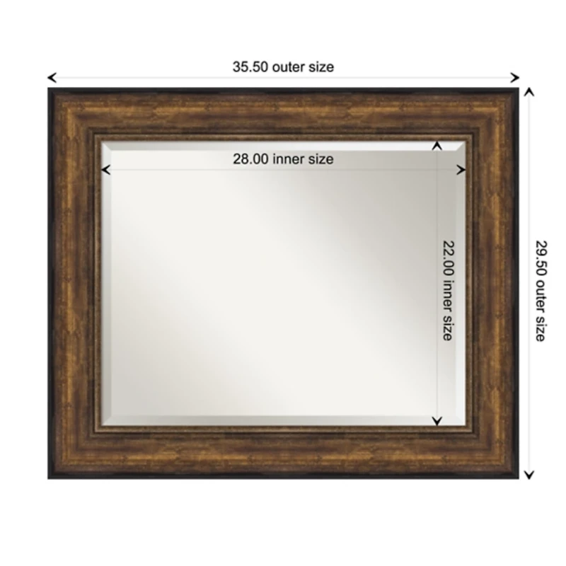 Bronze Frame Beveled Mirror, 35.5x29.5 in.
