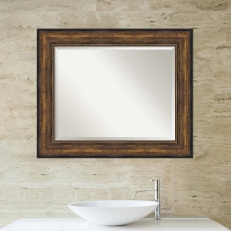 Bronze Frame Beveled Mirror, 35.5x29.5 in.