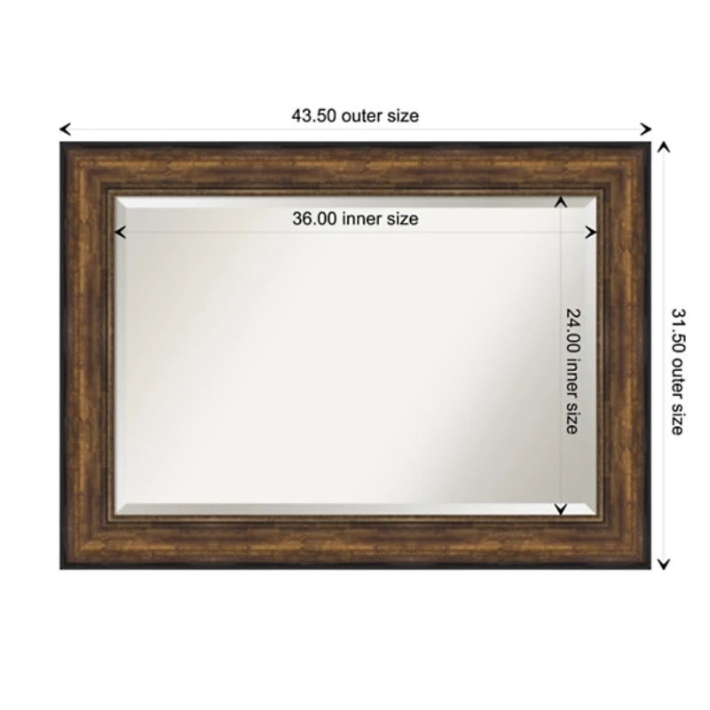 Bronze Frame Beveled Mirror, 43.5x31.5 in.