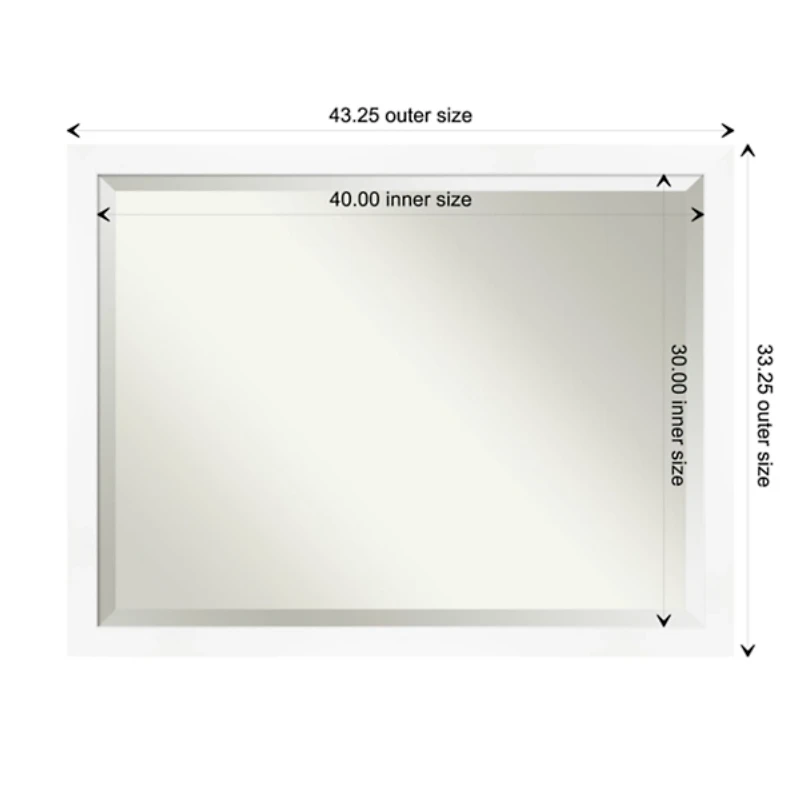 Cabinet White Narrow Frame Beveled Mirror