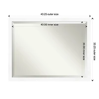 Cabinet White Narrow Frame Beveled Mirror