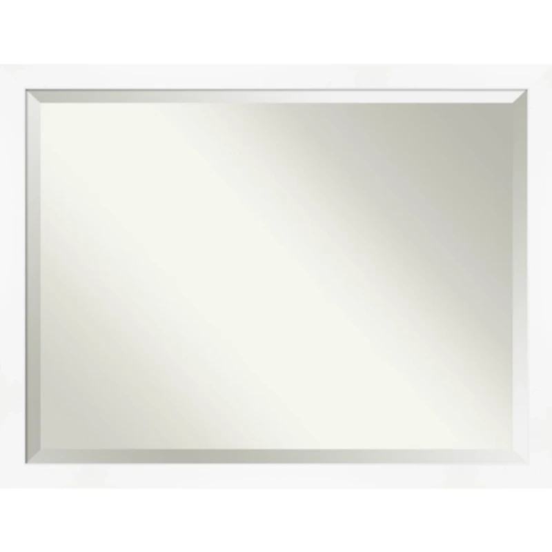 Cabinet White Narrow Frame Beveled Mirror